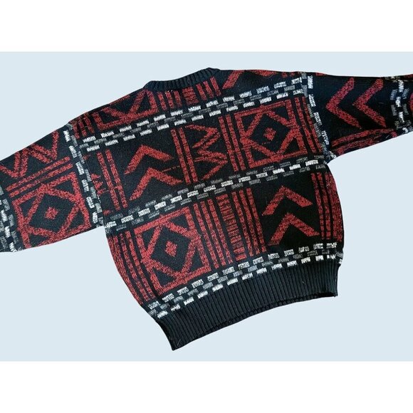 Vintage Men's Forum 80s / 90s Leather Patch Crew Neck Sweater Size Medium - Picture 4 of 6